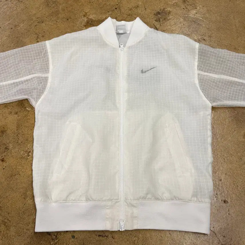 [BUNJANG] Nike Sheer White Bomber Jacket / [정품/S] 나이키 시스루 화이트 봄버 자켓