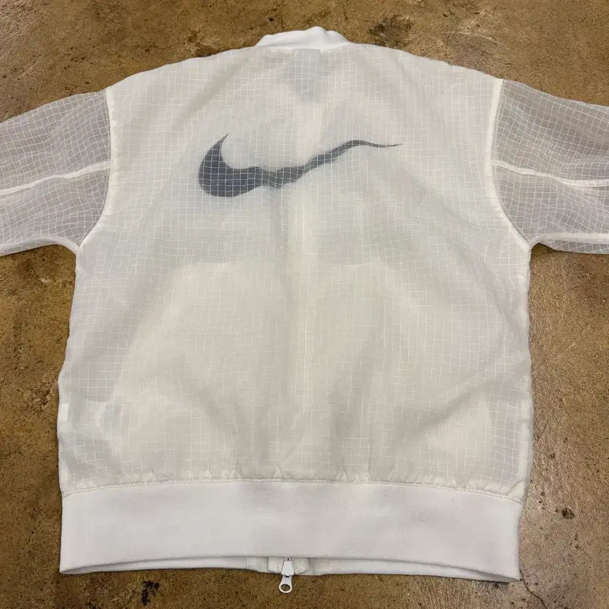 [BUNJANG] Nike Sheer White Bomber Jacket / [정품/S] 나이키 시스루 화이트 봄버 자켓