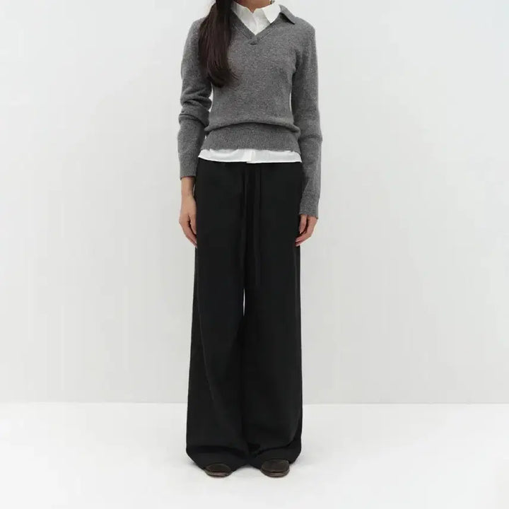 [BUNJANG] Lowtide Wool Strap Pants Black / 로우타이드 울 스트랩 팬츠 블랙