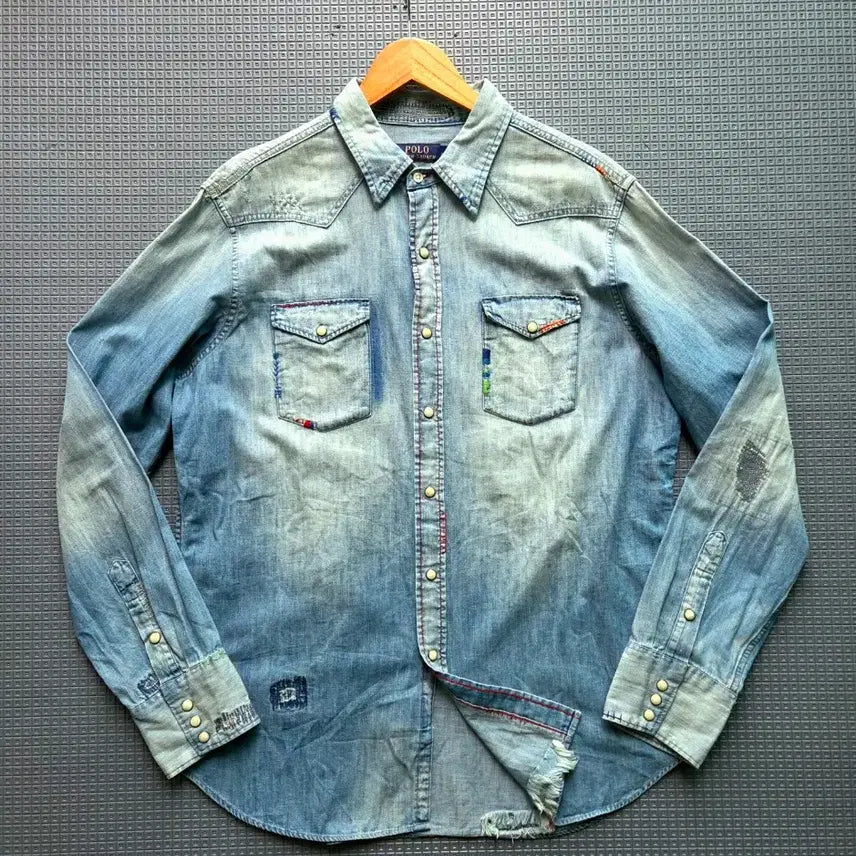[BUNJANG] Polo Ralph Lauren Embroidered Western Denim Shirt / 폴로 랄프로렌 엠브로이드아트 명작 웨스턴 데님 셔츠