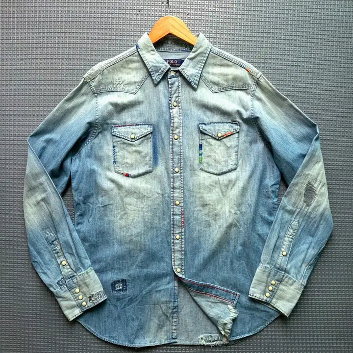 [BUNJANG] Polo Ralph Lauren Embroidered Western Denim Shirt / 폴로 랄프로렌 엠브로이드아트 명작 웨스턴 데님 셔츠