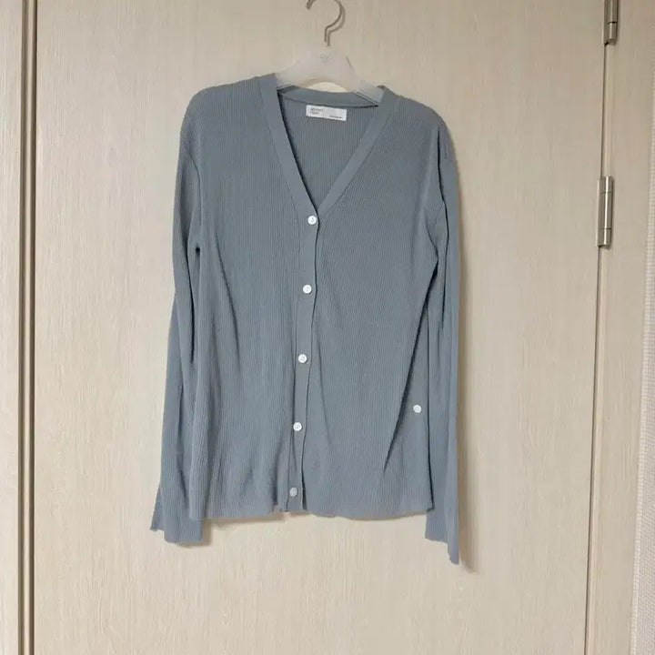 [BUNJANG] V-Neck Ribbed Knit 2-Way Cardigan / 소라색 브이넥 골지 가디건 2-way