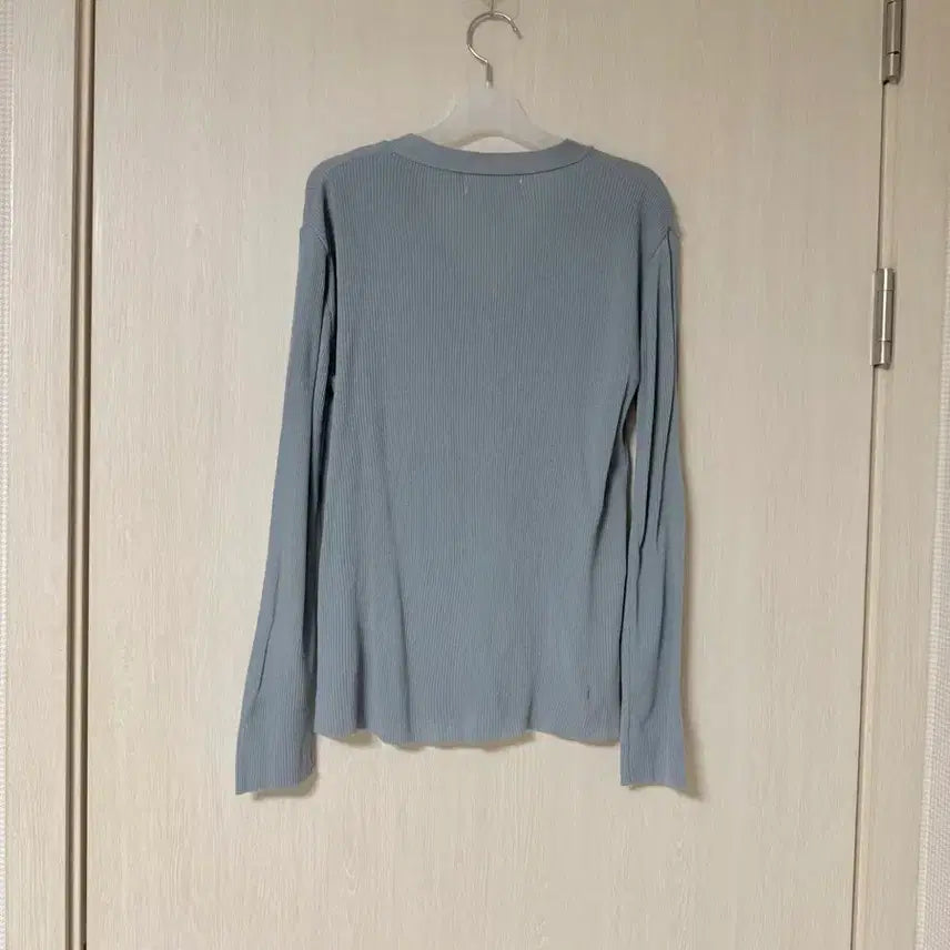 [BUNJANG] V-Neck Ribbed Knit 2-Way Cardigan / 소라색 브이넥 골지 가디건 2-way