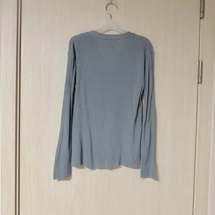 [BUNJANG] V-Neck Ribbed Knit 2-Way Cardigan / 소라색 브이넥 골지 가디건 2-way