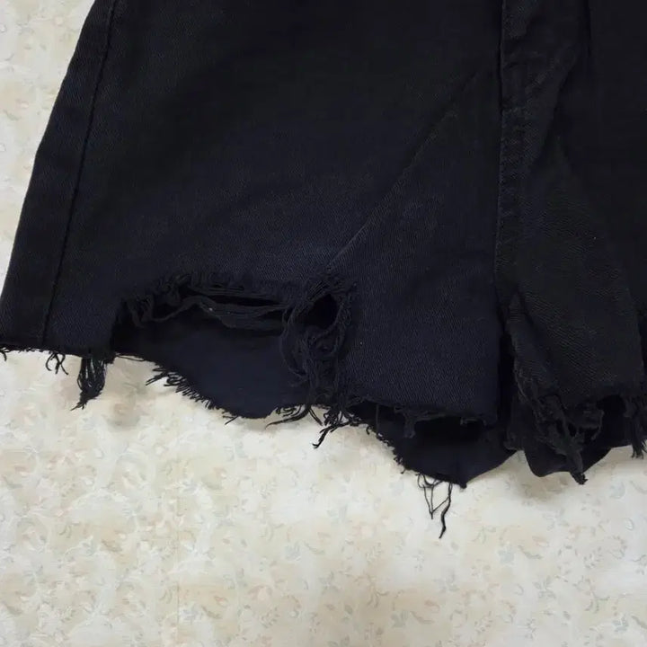 [BUNJANG] High-Waist Cut Denim Black Shorts / [S] 하이웨스트 컷팅 데님 흑청 숏팬츠