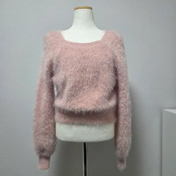[BUNJANG] Pink Angora Crop Knit Sweater / 핑크색 앙고라 크롭 퍼니트