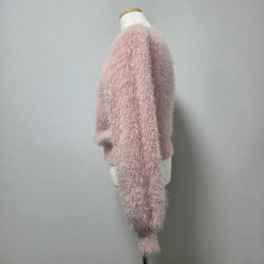 [BUNJANG] Pink Angora Crop Knit Sweater / 핑크색 앙고라 크롭 퍼니트