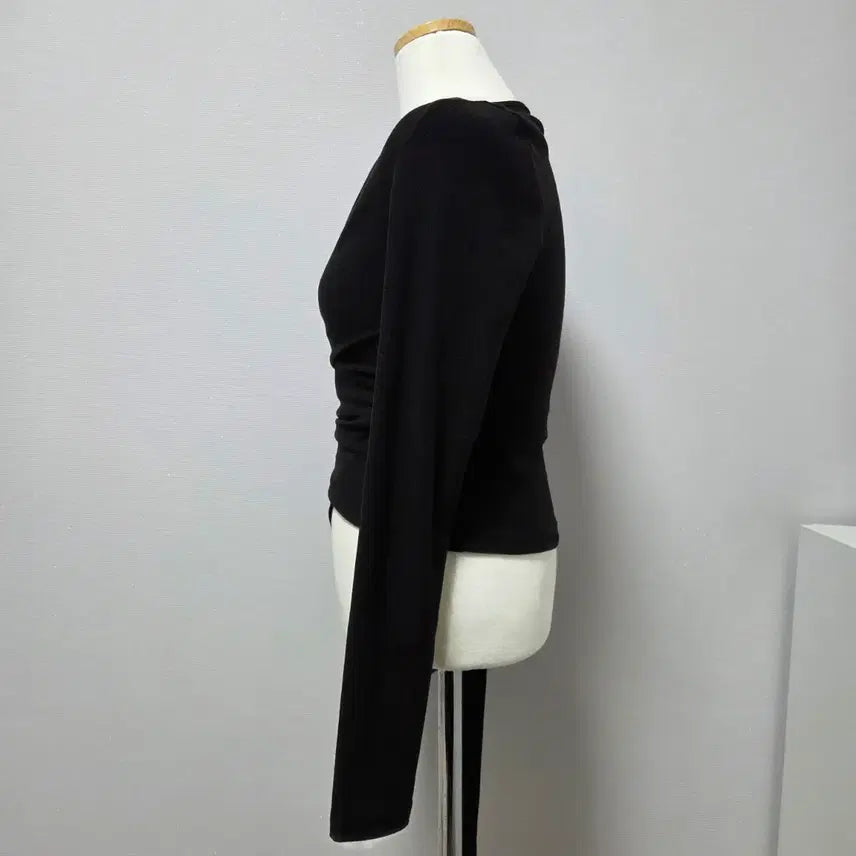 [BUNJANG] Black Wrap Long Sleeve T-Shirt / 블랙 랩 긴팔 티셔츠