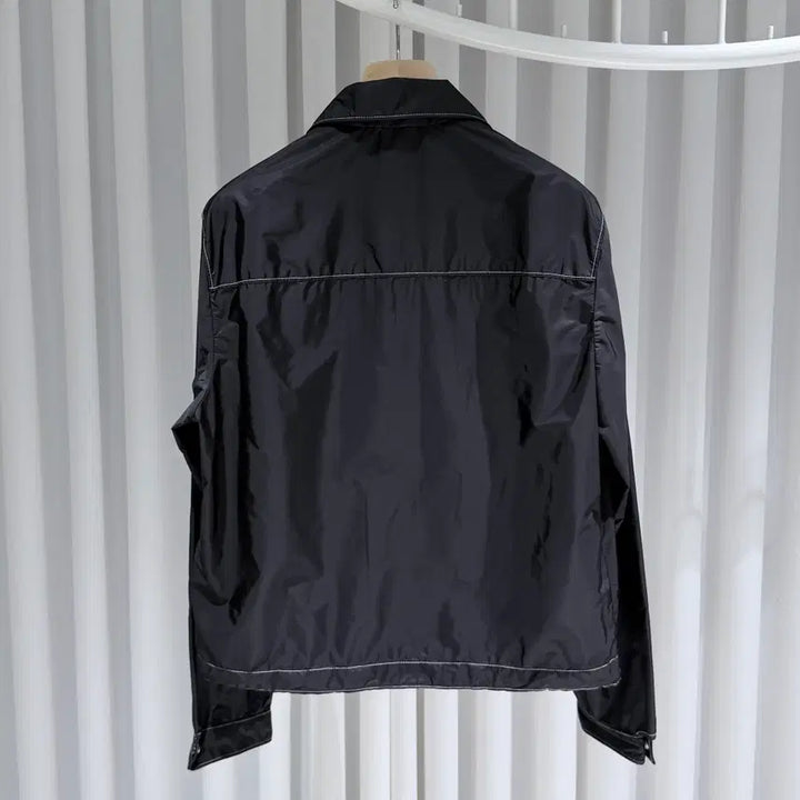 [SOLD OUT] (S+/46) / 프라다 리나일론 삼각로고 스티치 집업 셔츠 자켓 블랙