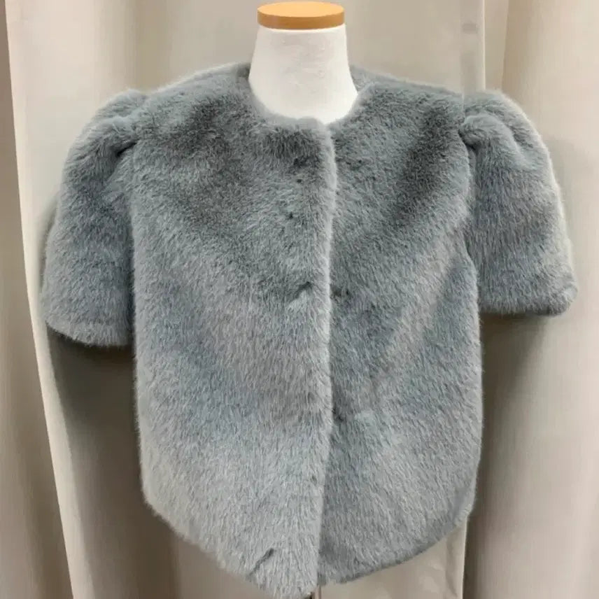 [BUNJANG] Eco Fur Mink Jacket - Blue / [새상품] 에코퍼 밍크 자켓_블루