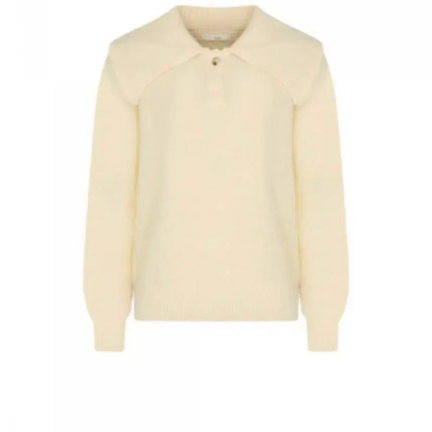 [BUNJANG] LINE Big Collar Button Knit Cream 55 / (무료배송) 라인 빅카라 버튼 니트 크림색 55