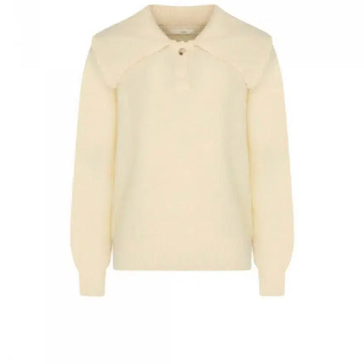 [BUNJANG] LINE Big Collar Button Knit Cream 55 / (무료배송) 라인 빅카라 버튼 니트 크림색 55