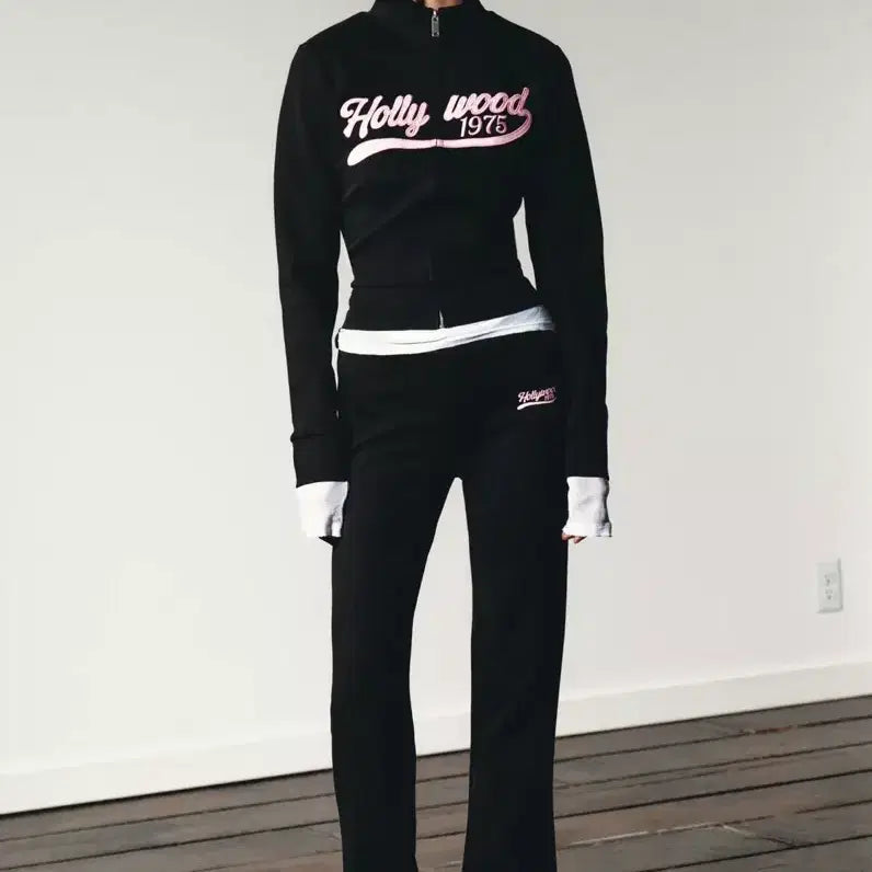[BUNJANG] Zara Hollywood 1975 Black Training Pants (Size S) / 자라 Hollywood 1975 블랙 트레이닝 팬츠