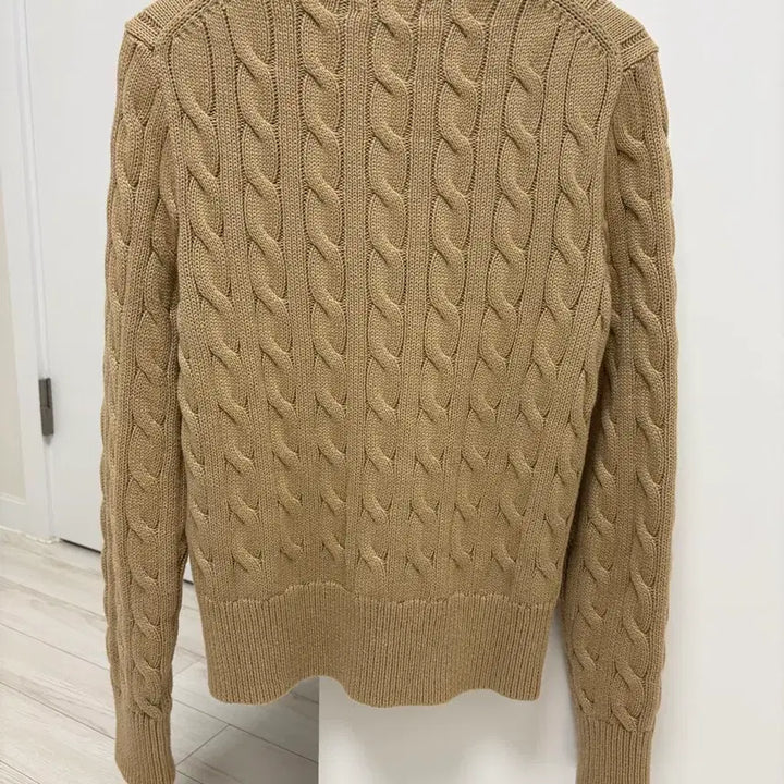 [BUNJANG] Polo Cable Knit Cardigan (Vintage Khaki, Size S) / 폴로 케이블 니트 가디건(빈티지 카키 색상, S 사이즈)