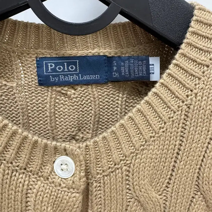 [BUNJANG] Polo Cable Knit Cardigan (Vintage Khaki, Size S) / 폴로 케이블 니트 가디건(빈티지 카키 색상, S 사이즈)