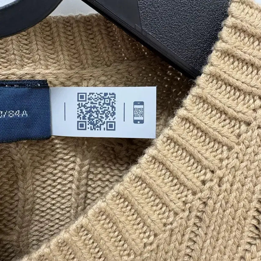 [BUNJANG] Polo Cable Knit Cardigan (Vintage Khaki, Size S) / 폴로 케이블 니트 가디건(빈티지 카키 색상, S 사이즈)