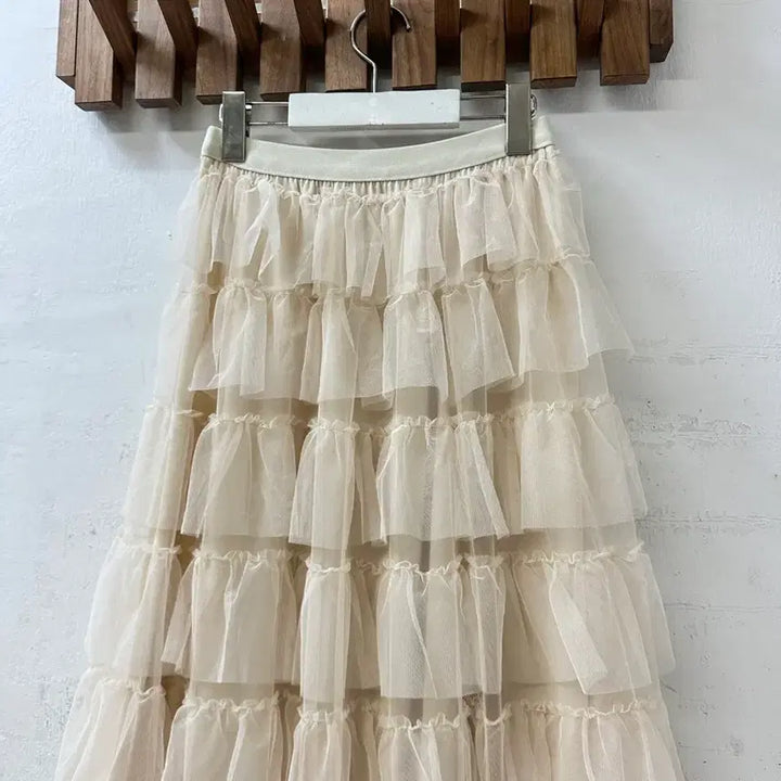 [BUNJANG] Vintage Tiered Tulle Midi Skirt / 일본빈티지 캉캉 튤 티어드 밴딩 스커트