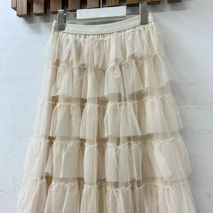 [BUNJANG] Vintage Tiered Tulle Midi Skirt / 일본빈티지 캉캉 튤 티어드 밴딩 스커트