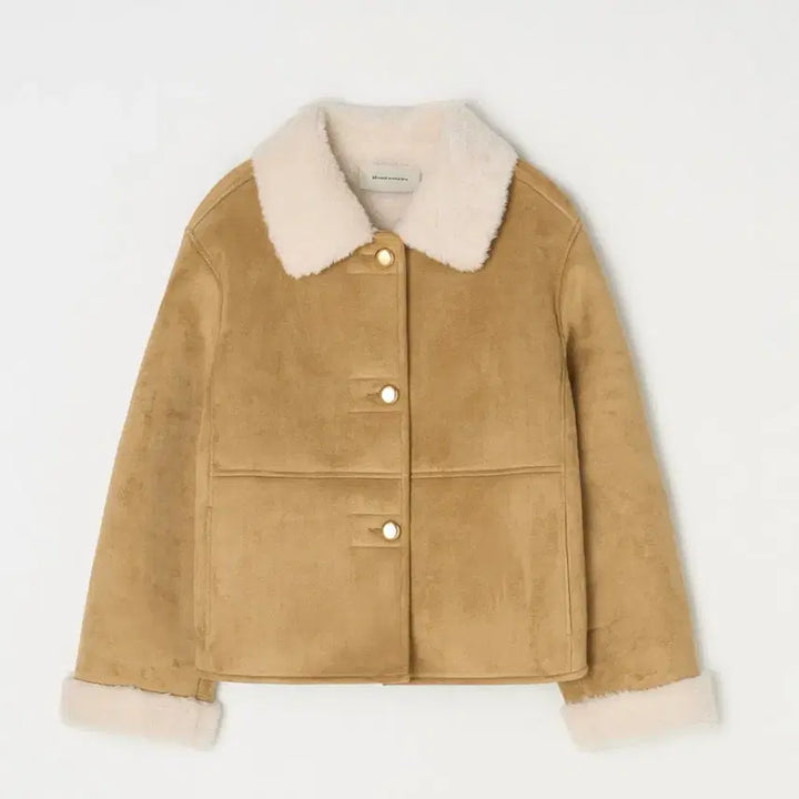 [BUNJANG] Be My Muse Mansion Beige Gold Button Mustang / 정가 34만원 비뮤즈맨션 무스탕 베이지 1사이즈 Gold button m