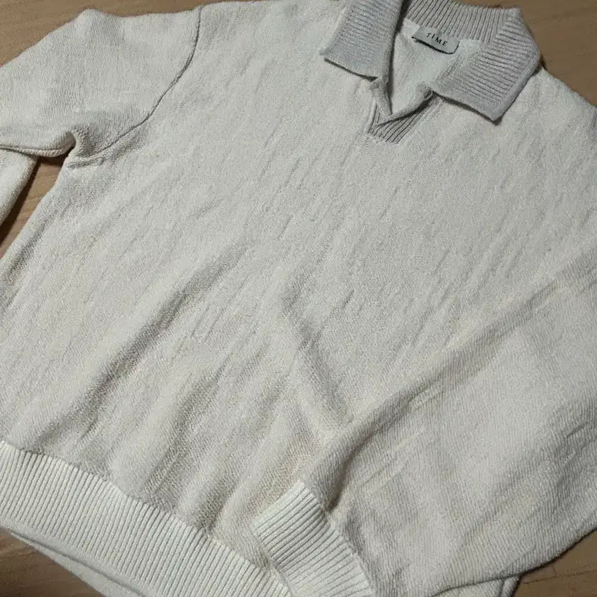 [BUNJANG] Time Homme Collar Neck Knit Ivory 105 / 타임옴므 카라넥 니트 아이보리105