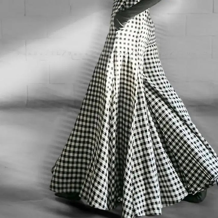 [BUNJANG] Dinto Check Wide Long Pants M / 딘트 깅엄 체크 팔라초 팬츠M