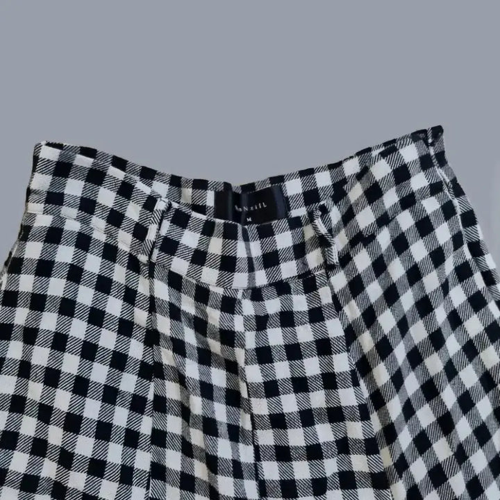 [BUNJANG] Dinto Check Wide Long Pants M / 딘트 깅엄 체크 팔라초 팬츠M