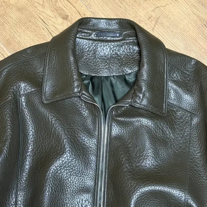 [BUNJANG] ZARA Leather Jacket (Dark Olive) / ZARA 레더 자켓( 다크 올리브)