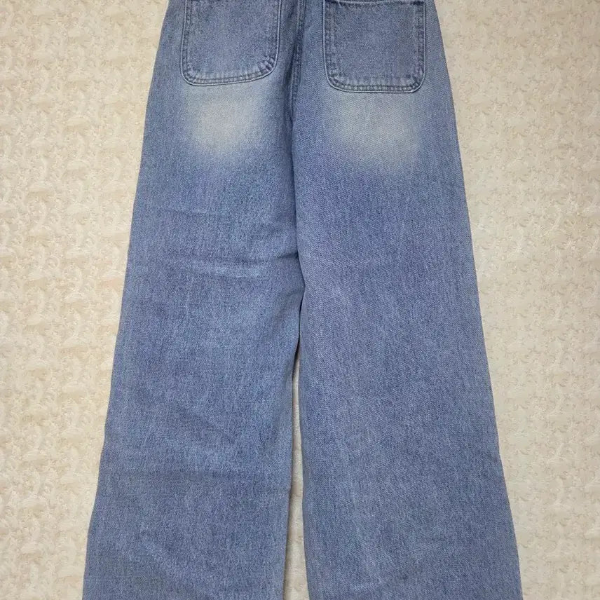 [BUNJANG] Unbranded Wide Denim Pants (Mid-Blue) - Size S / [S] 포켓 와이드 데님 팬츠 중청