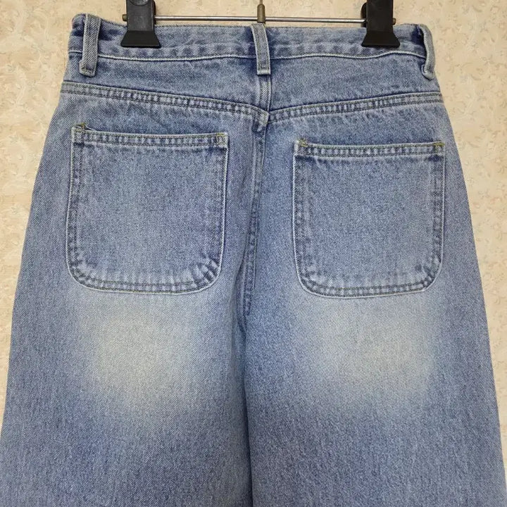 [BUNJANG] Unbranded Wide Denim Pants (Mid-Blue) - Size S / [S] 포켓 와이드 데님 팬츠 중청