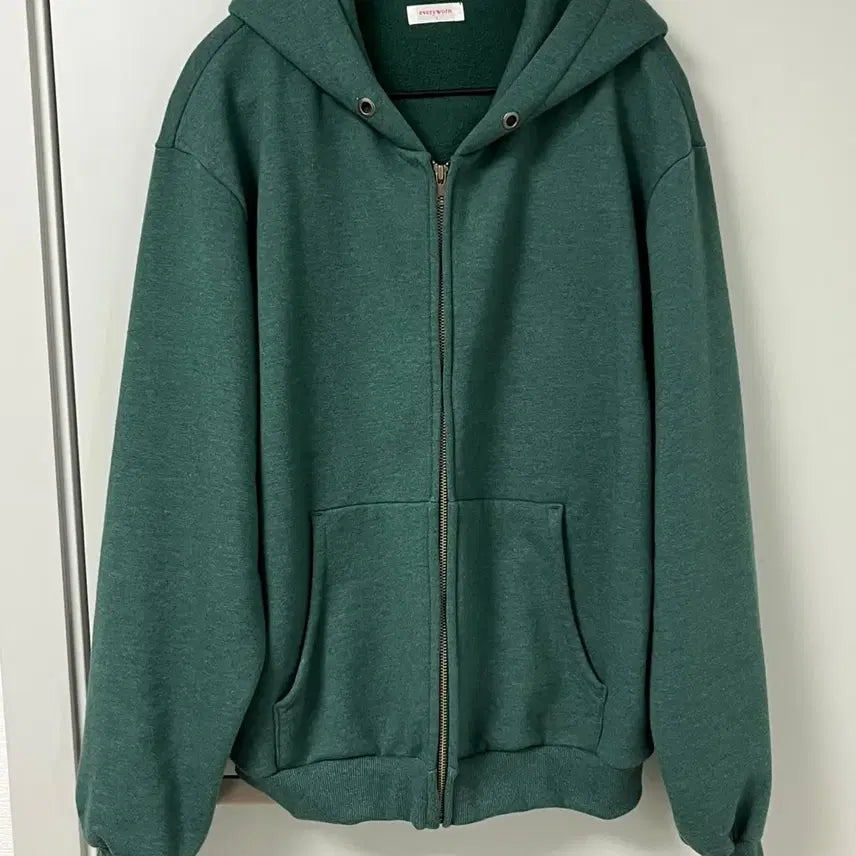 [SOLD OUT] 에브리원 후드 집업 1사이즈 멜란지 그린 everyworn