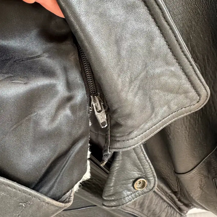 [BUNJANG] Detachable Fur Collar Real Leather Jacket / 탈부착 털카라 리얼 레더 자켓