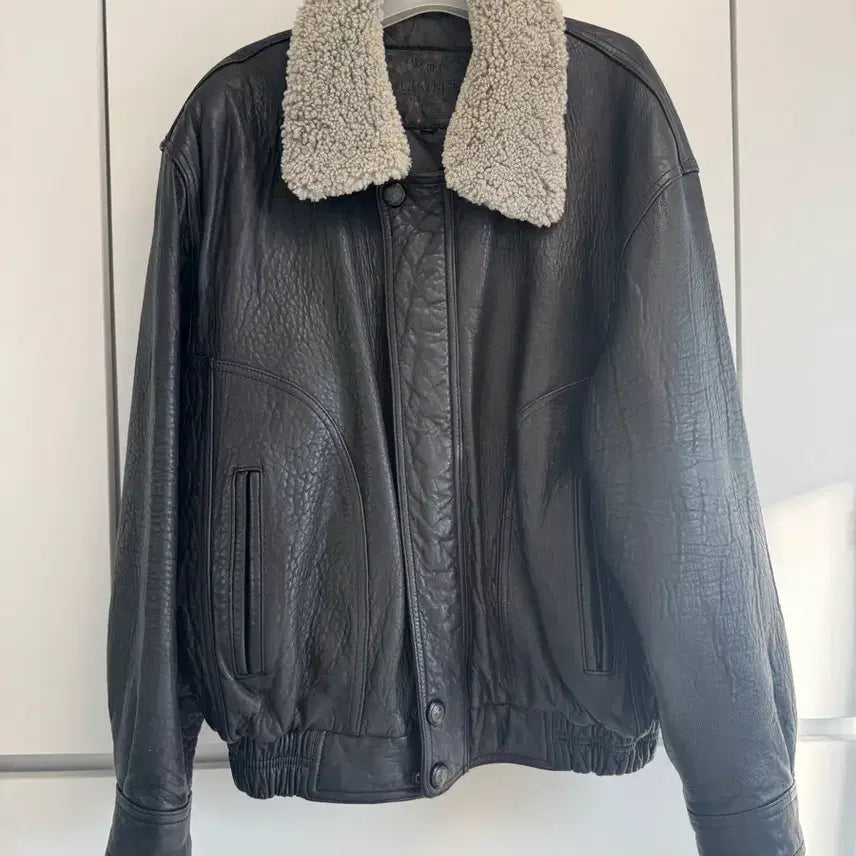 [BUNJANG] Detachable Fur Collar Real Leather Jacket / 탈부착 털카라 리얼 레더 자켓