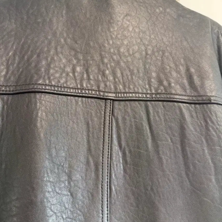 [BUNJANG] Detachable Fur Collar Real Leather Jacket / 탈부착 털카라 리얼 레더 자켓