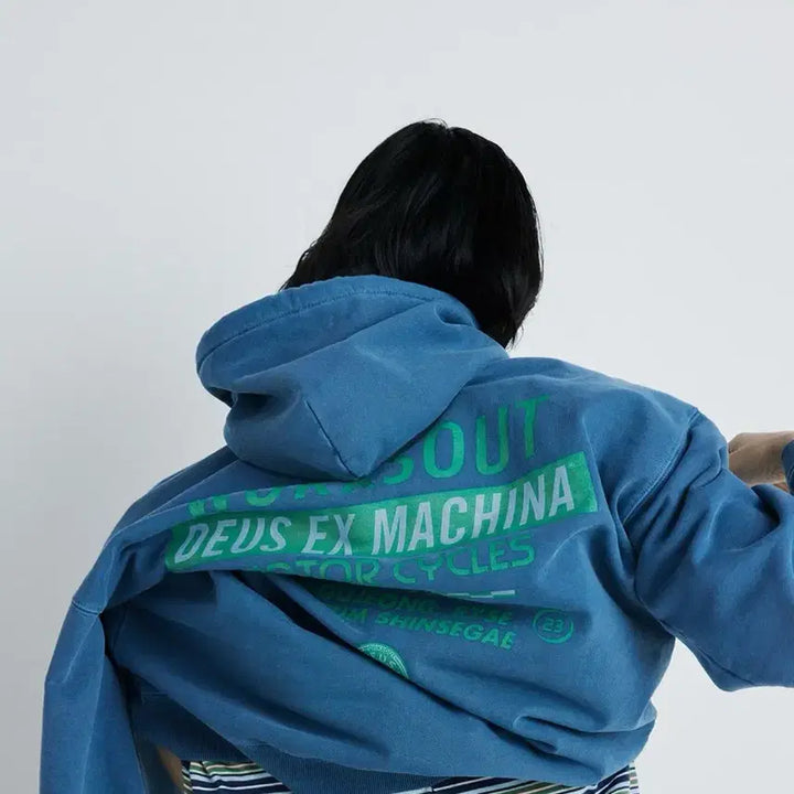 [BUNJANG] Deus x Worksout Green Print Hoodie / 데우스 x 웍스아웃 후디