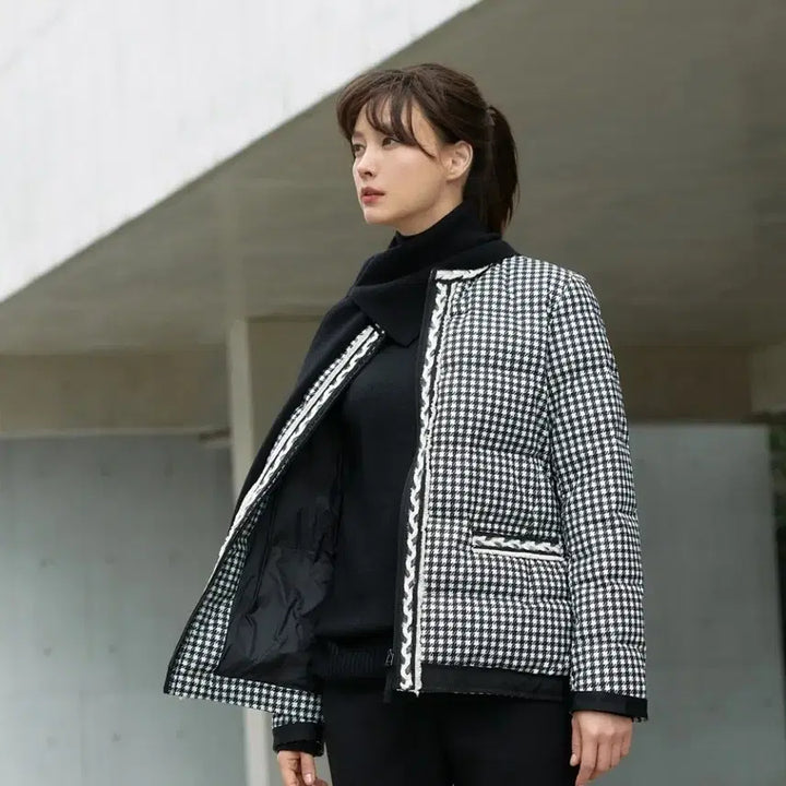 [BUNJANG] G Studio 20FW Goose Down Jacket (Houndstooth) 88 / 지스튜디오 20FW 구스다운 자켓 88