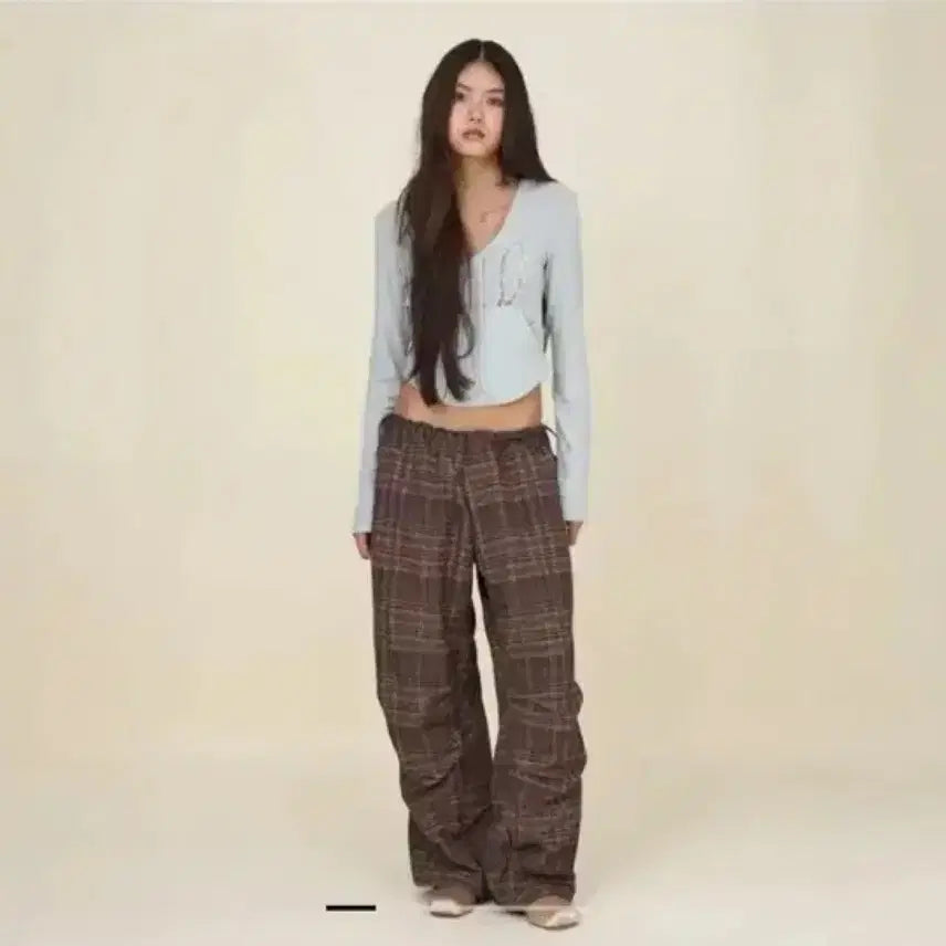 [BUNJANG] Glowny Checkmate Track Pants Brown S / 글로니 체크메이트 트랙 팬츠 브라운 s 새상품