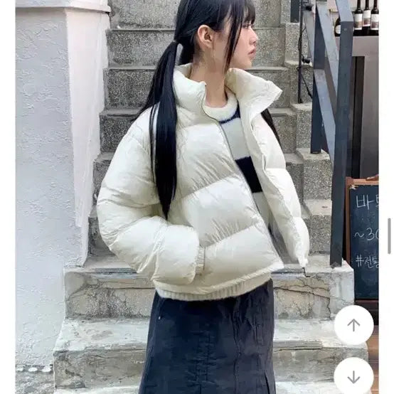 [BUNJANG] White Short Padded Jacket / 화이트 패딩