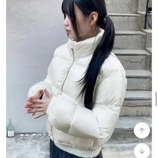 [BUNJANG] White Short Padded Jacket / 화이트 패딩