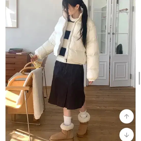 [BUNJANG] White Short Padded Jacket / 화이트 패딩