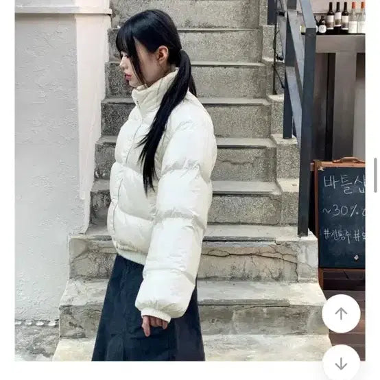 [BUNJANG] White Short Padded Jacket / 화이트 패딩