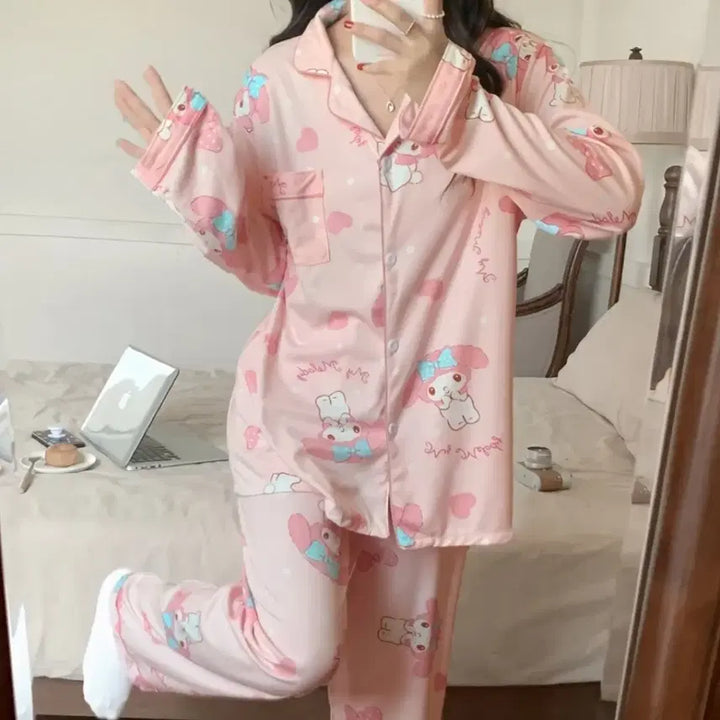 [BUNJANG] Sanrio My Melody Pink Pajama Set / 산리오 마이멜로디 핑크 긴팔 잠옷 파자마 세트 양산형 지뢰계 헬로키티