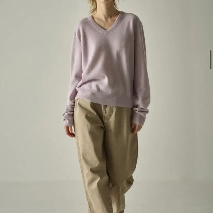 [BUNJANG] Facade Pattern Essential V-Neck Knit Sweater / [파사드패턴] 에센셜 브이넥 니트_pale lavender_s