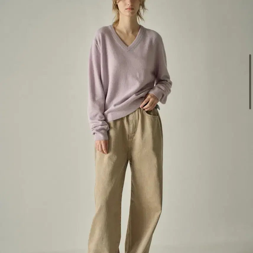 [BUNJANG] Facade Pattern Essential V-Neck Knit Sweater / [파사드패턴] 에센셜 브이넥 니트_pale lavender_s