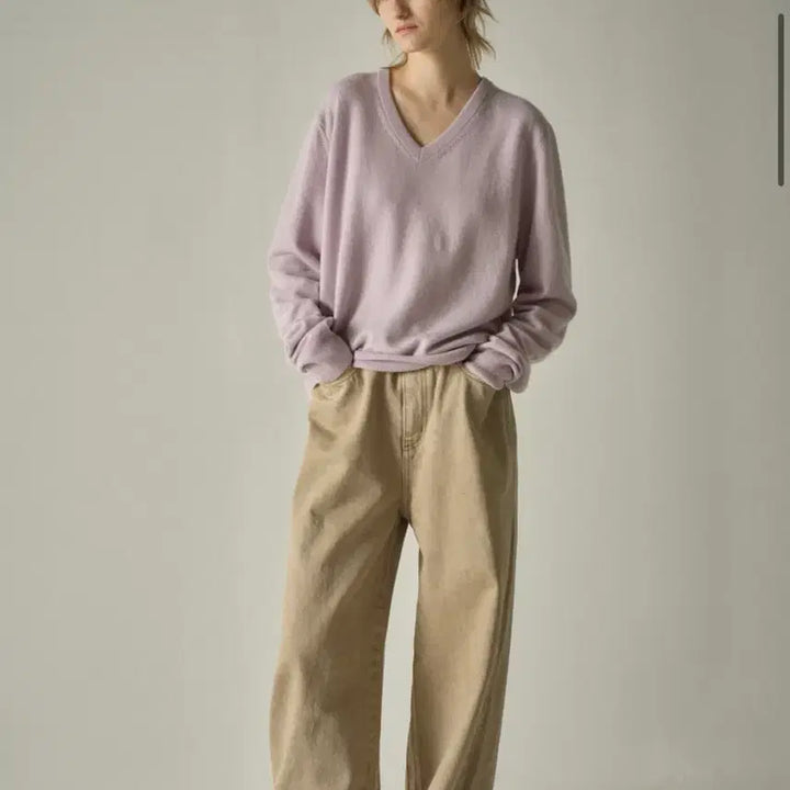 [BUNJANG] Facade Pattern Essential V-Neck Knit Sweater / [파사드패턴] 에센셜 브이넥 니트_pale lavender_s