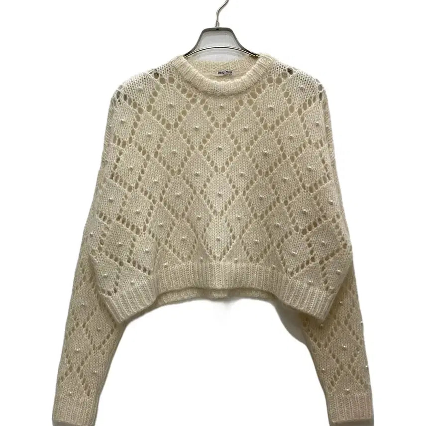 [BUNJANG] Miu Miu Pearl Cashmere Mohair Knit New / 미우미우 진주 캐시미어 모헤어 니트 새상품