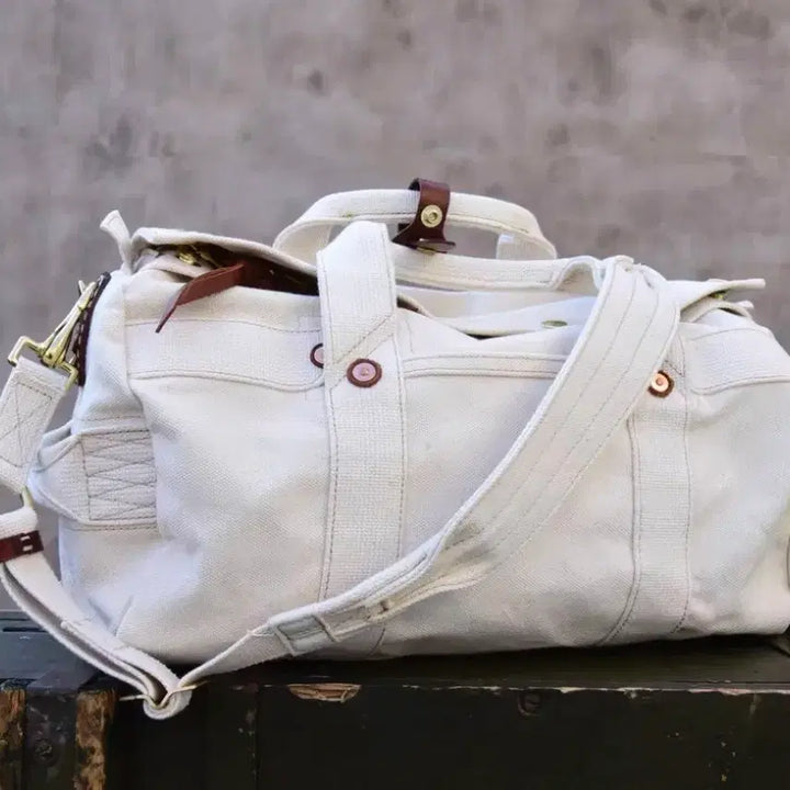 [BUNJANG] Ivory Canvas Messenger Bag / 아이보리 캔버스 크로스백, 메신저백