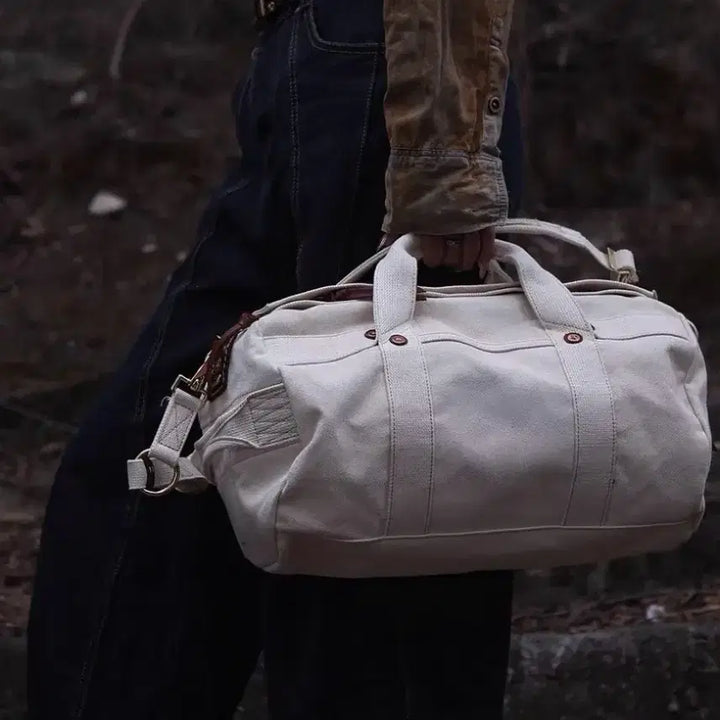 [BUNJANG] Ivory Canvas Messenger Bag / 아이보리 캔버스 크로스백, 메신저백