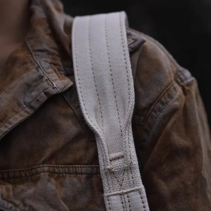 [BUNJANG] Ivory Canvas Messenger Bag / 아이보리 캔버스 크로스백, 메신저백