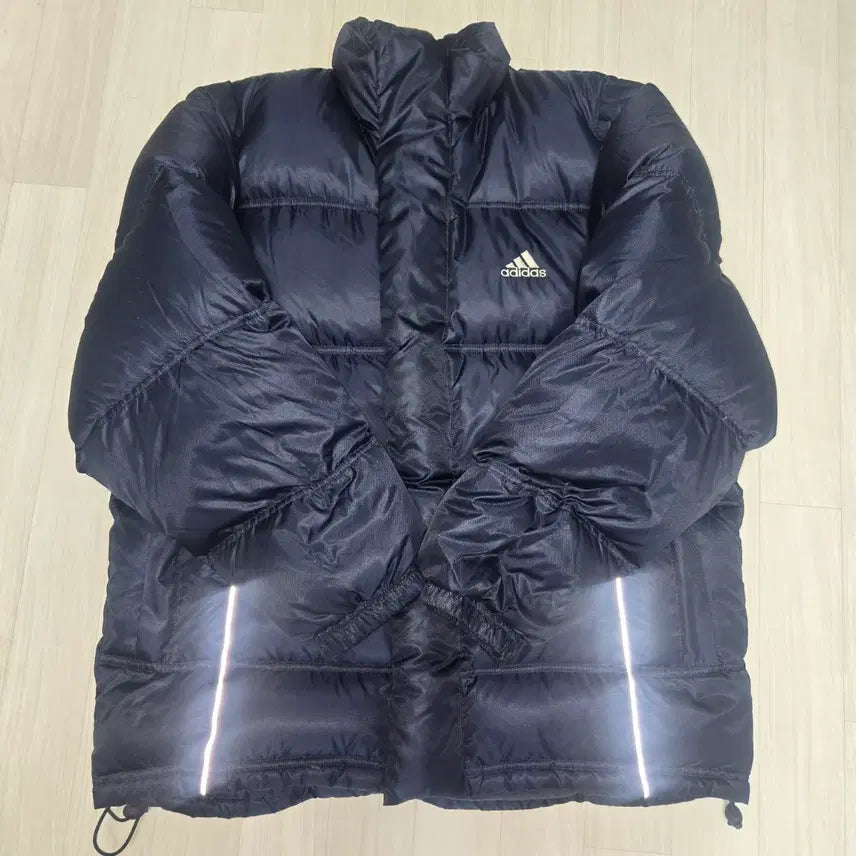 [BUNJANG] Adidas Black Padded Jacket 100 / 아디다스 판블랙 패딩 점퍼 반사 라인100