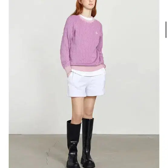 [BUNJANG] Marithe Cable Knit (Light Lavender) / 마리떼 케이블 니트 M 라이트 라벤더